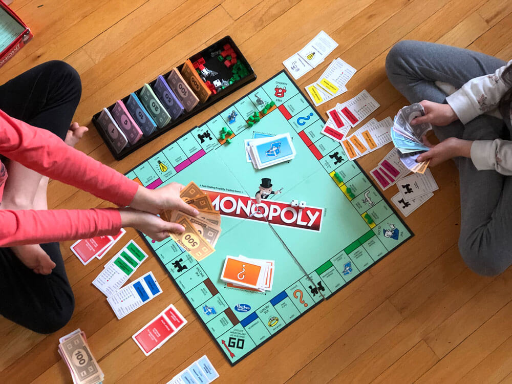 playing monopoly game on christmas